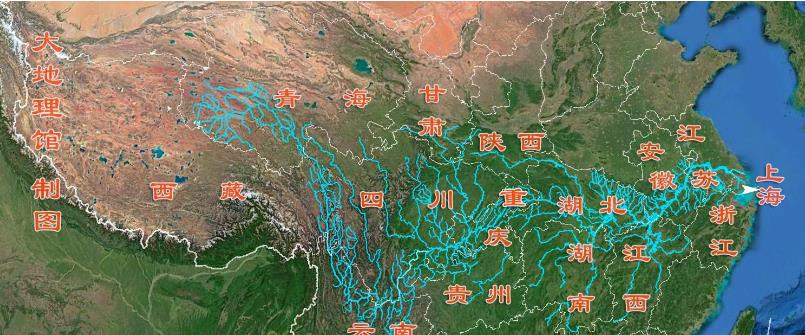 长江流经地图路线全图，长江流经的省份城市