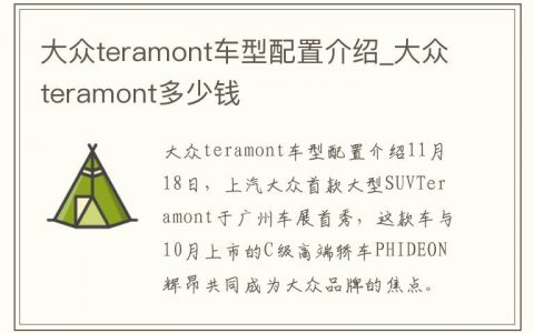 大众teramont车型配置介绍_大众teramont多少钱（大众teramont什么车）